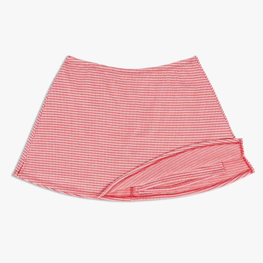 Lisa Says Gah Darcy Pomodoro Gingham Skort High Waisted Picnic Mini Skirt L New